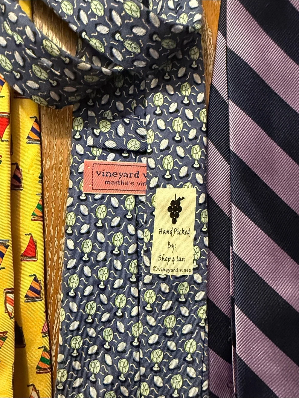 Vineyard Vines Kids Ties - Yellow Sailboat, Navy Floral, Purple & Black Striped